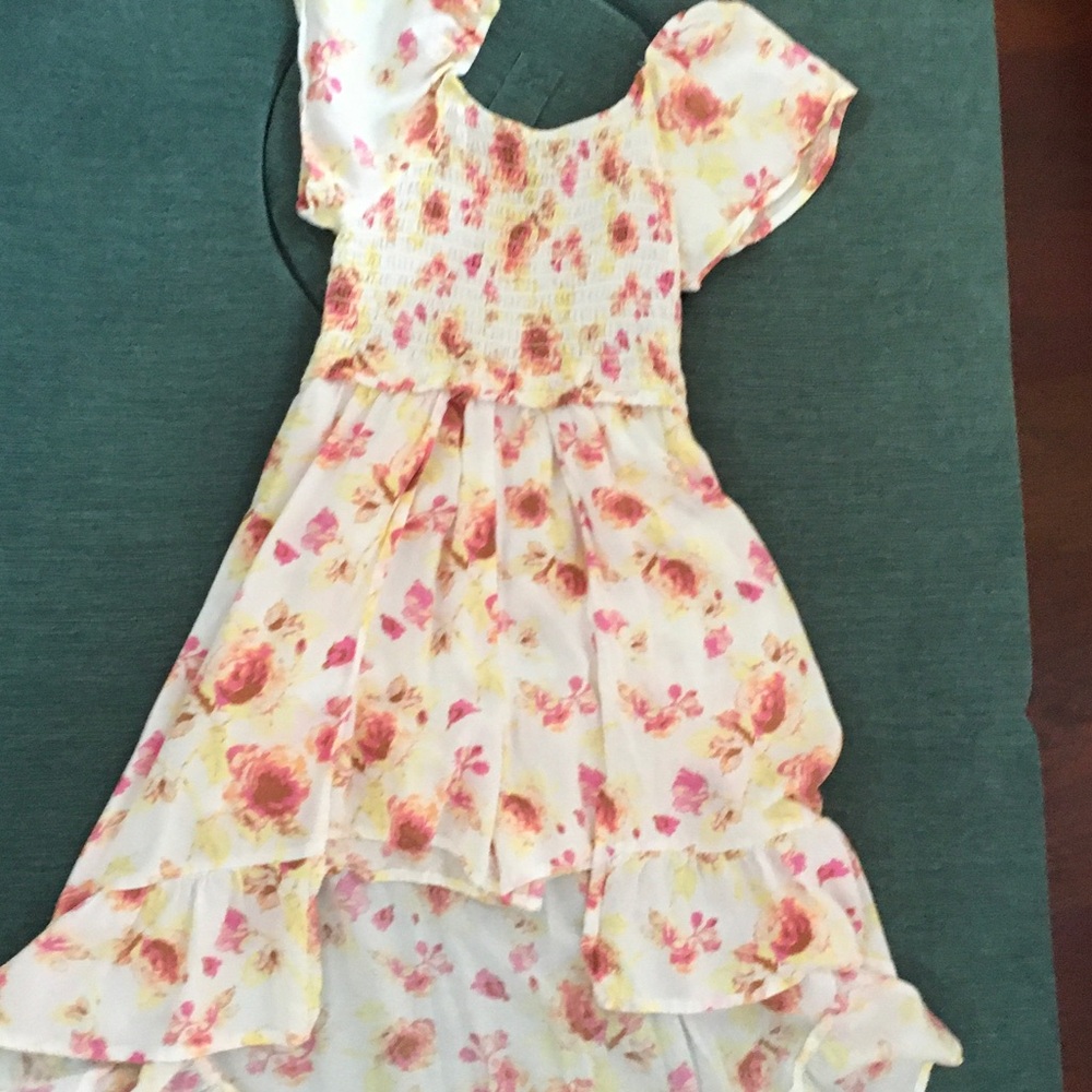 Pink and yellow floral romper.